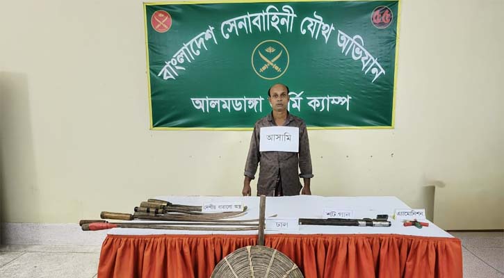 চুয়াডাঙ্গায় অস্ত্র-গুলিসহ যুবক আটক
